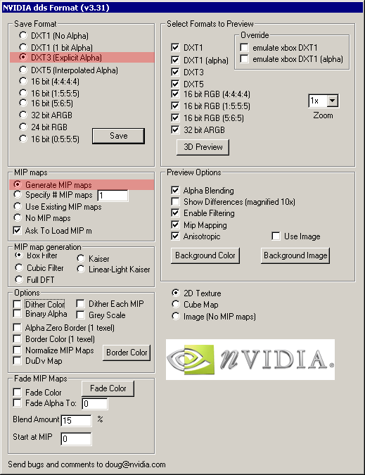 Exporting in DDS format